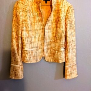 LAFAYETTE 148 Gold Tan Tweed Blazer Jacket